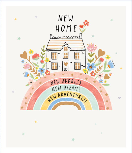 House & Rainbow New Home Card