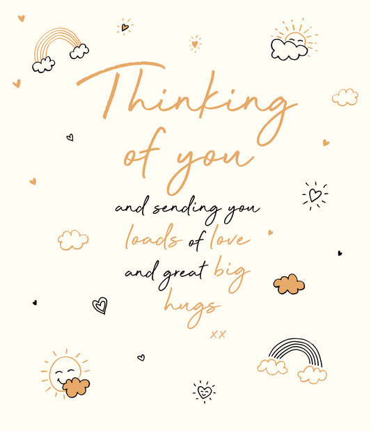 Gold Clouds & Rainbows Thinking Of You Card