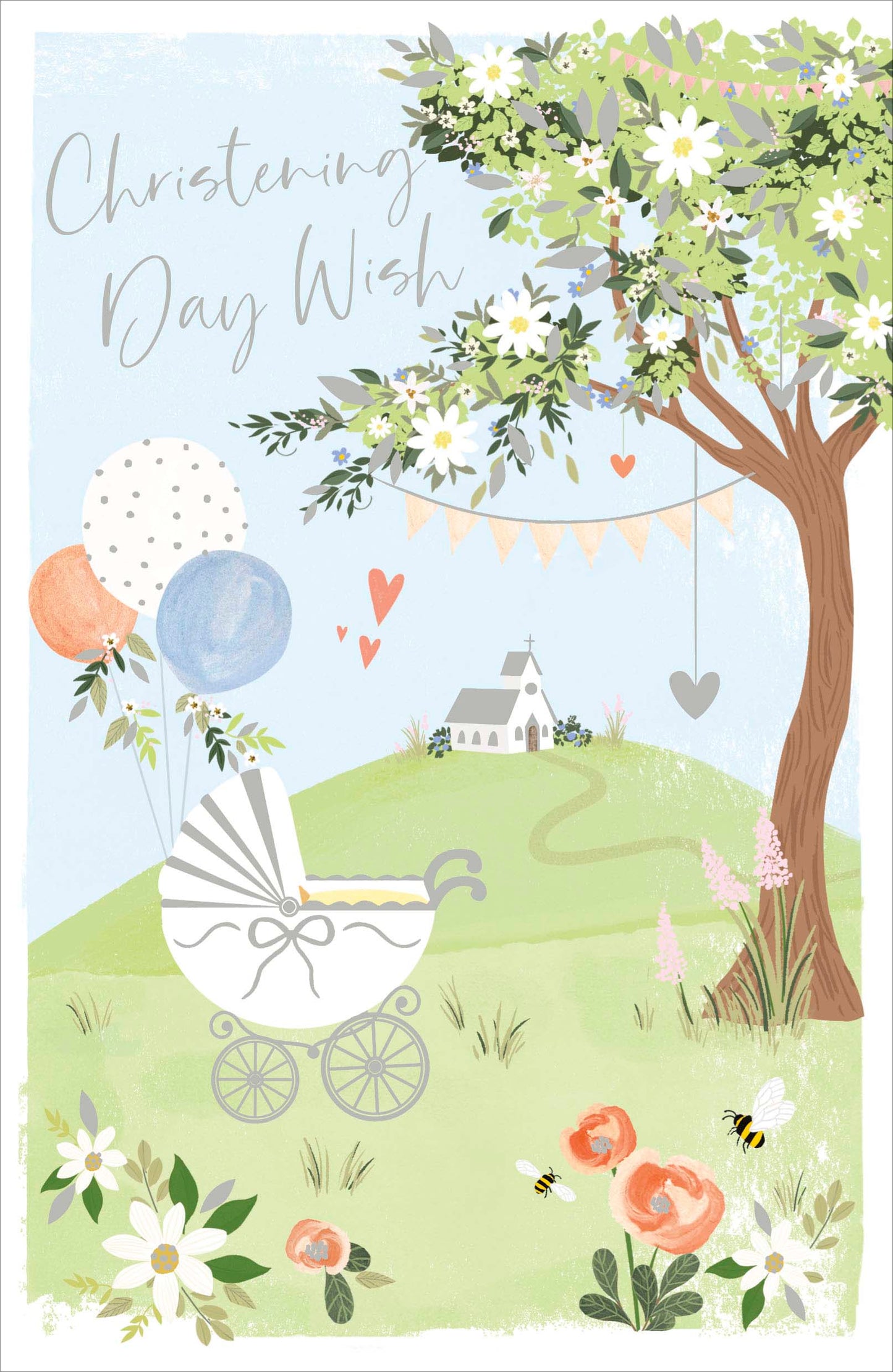 Church Landscape Christening Day Wish Card