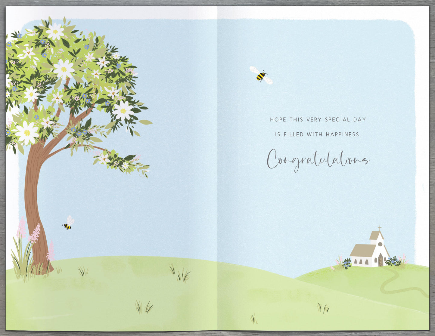 Church Landscape Christening Day Wish Card