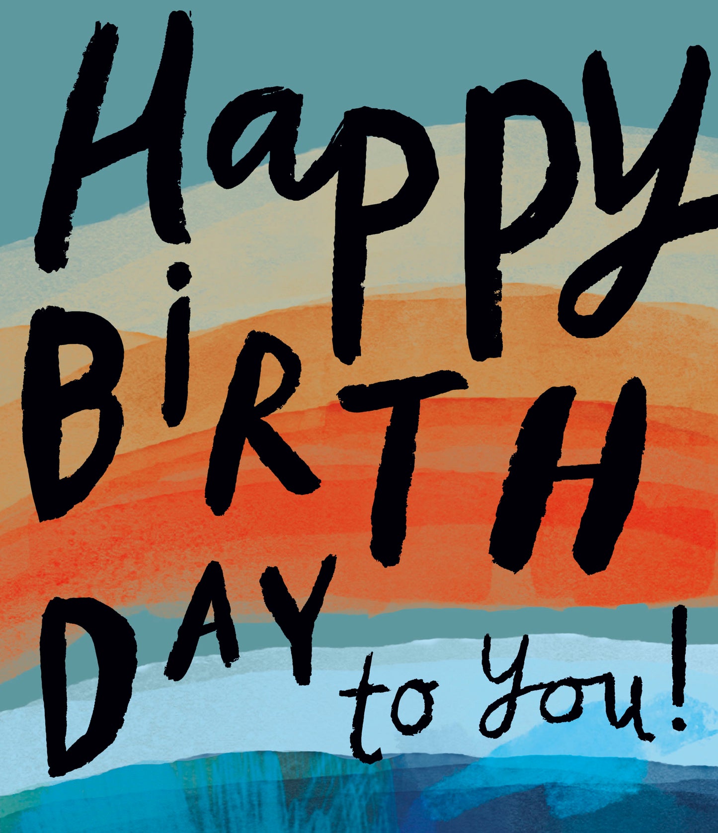 Blues & Oranges Birthday Card