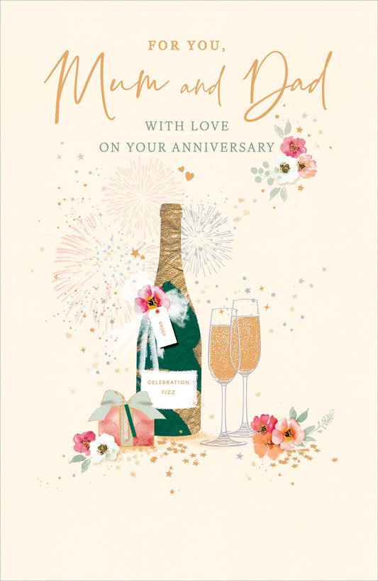 Champagne Mum & Dad Anniversary Card