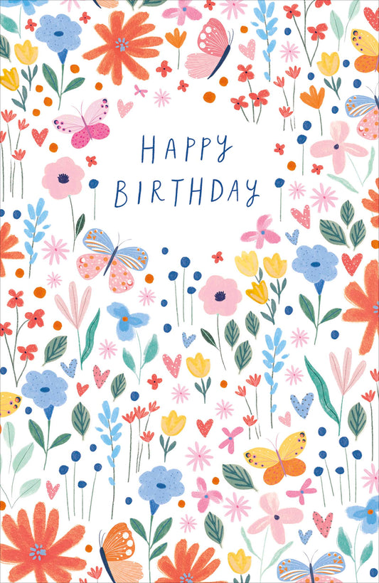 Colourful Flowers Birthday Card