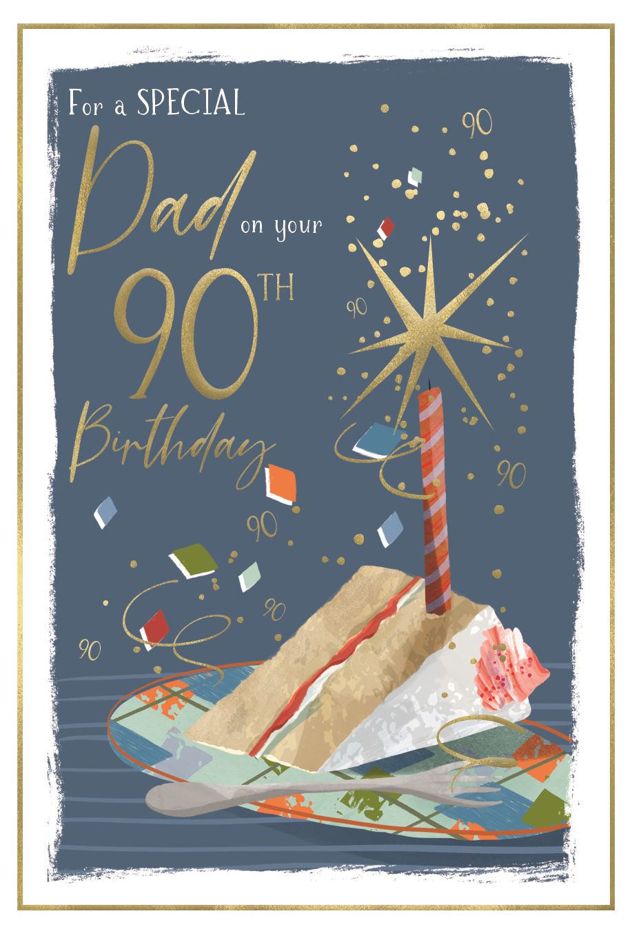 Birthday Cake Slice Dad 90th Birthday Card