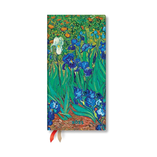 Van Gogh’s Irises Slim 12-month Horizontal Hardback Dayplanner 2025 (Elastic Band Closure) - 9781408757642