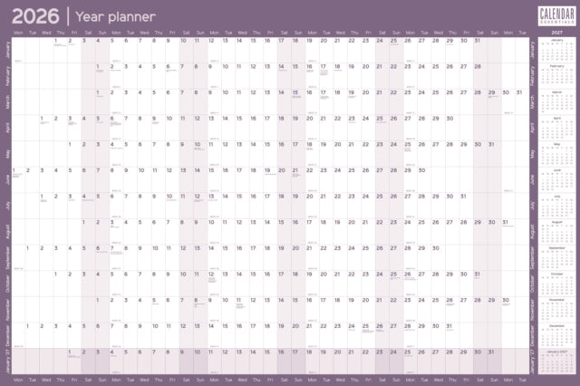 Essential Roll Planner Calendar 2026