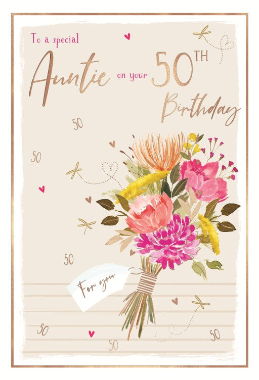 Flower Bouquet Auntie 50th Birthday Card