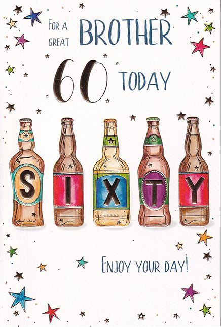 Beer Bottles Brother 60th Birthday Card