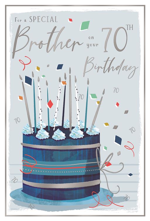 Blue Cake Brother 70th Birthday Card