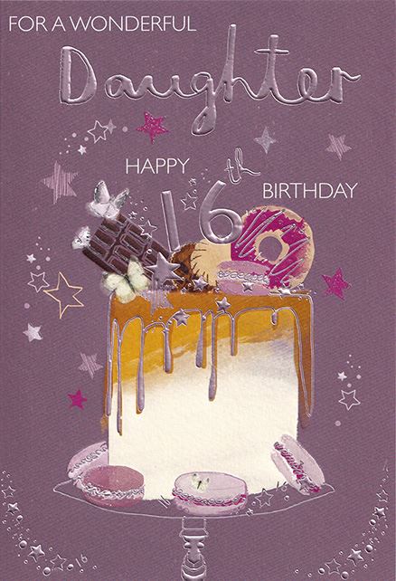 Cake & Treats Daughter 16th Birthday Card