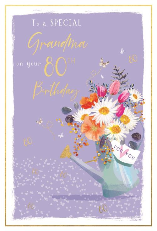 Floral Grandma 80th Birthday Card