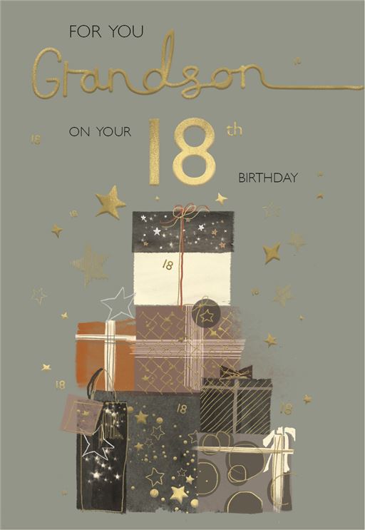 Present Stack Grandson 18th Birthday Card