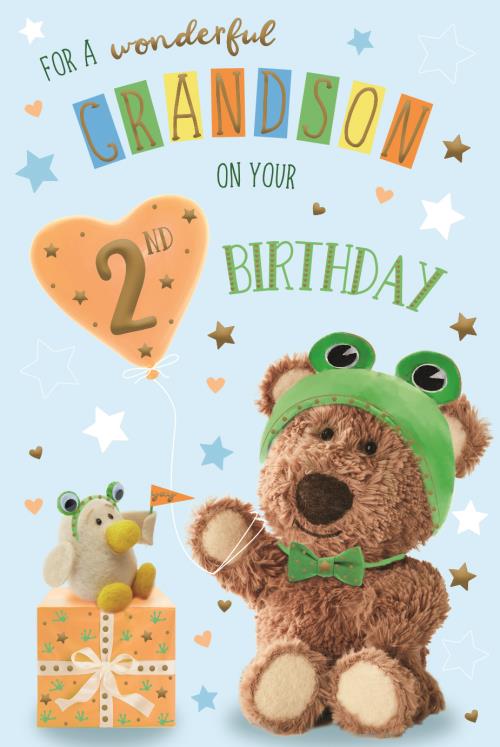 Barley Bear Grandson 2nd Birthday Card