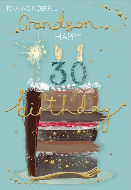 Cake Slice Grandson 30th Birthday Card