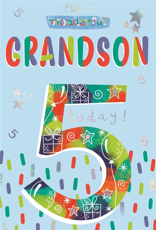Wonderful Grandson 5th Birthday Card