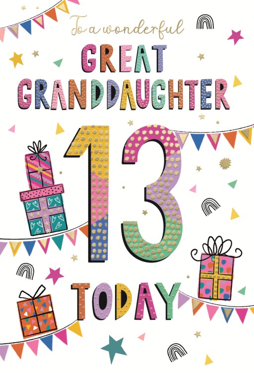 Bright Great Granddaughter 13th Birthday Card