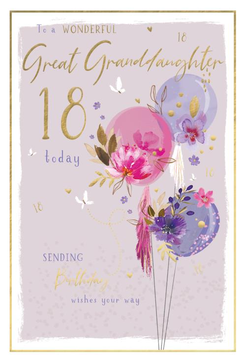 Balloons Great Granddaughter 18th Birthday Card
