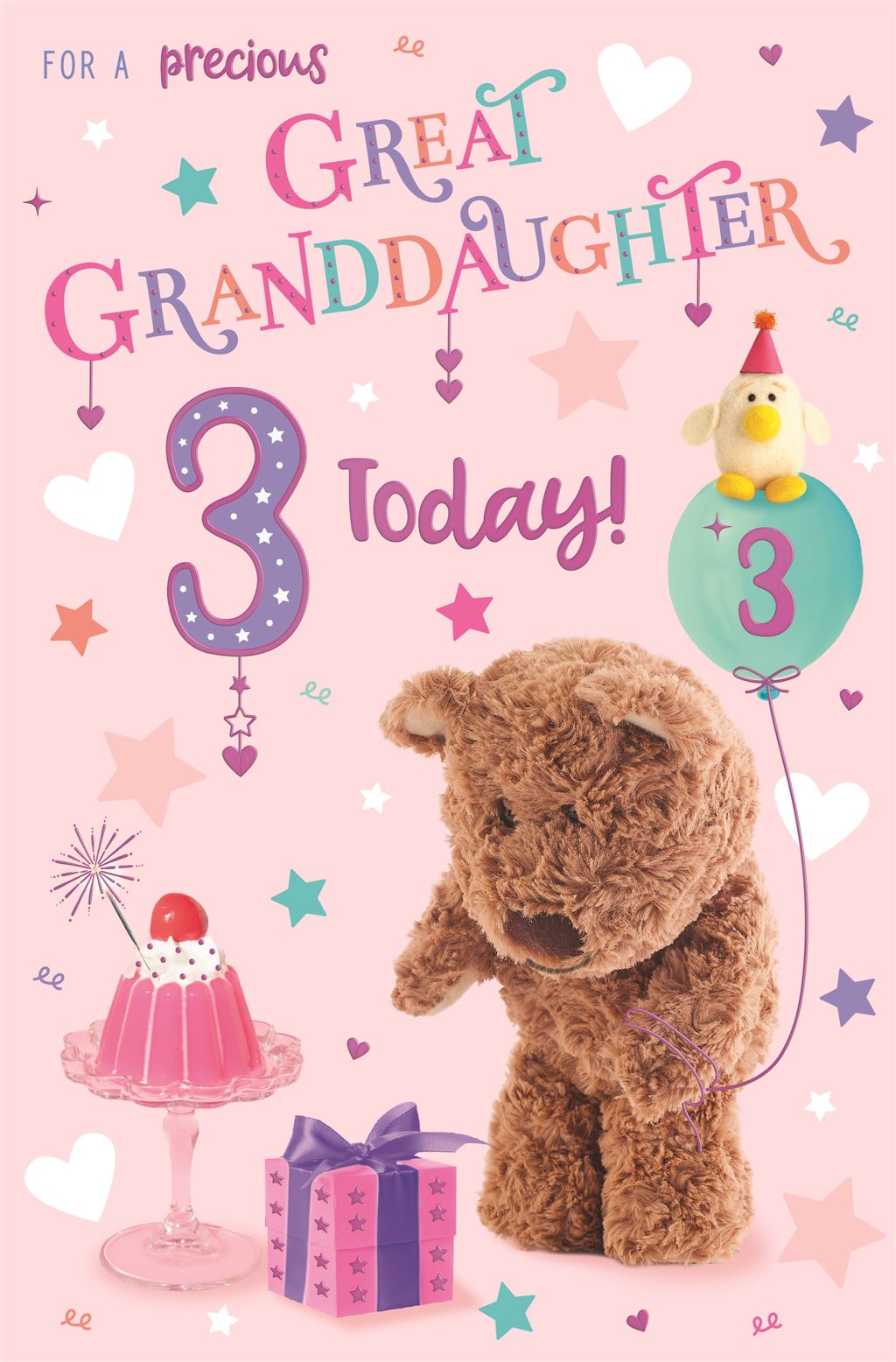 Barley Bear Great Granddaughter 3rd Birthday Card
