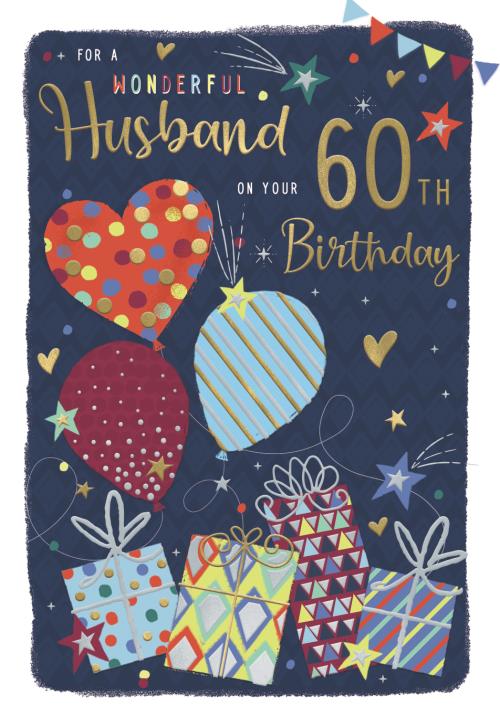 Bright Balloons Husband 60th Birthday Card