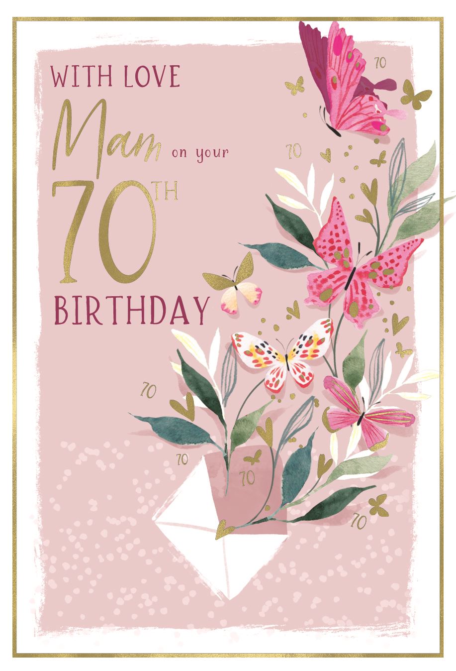 Butterflies Mam 70th Birthday Card