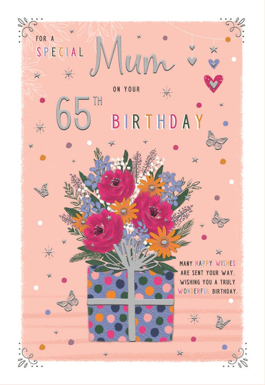Floral Gift Mum 65th Birthday Card