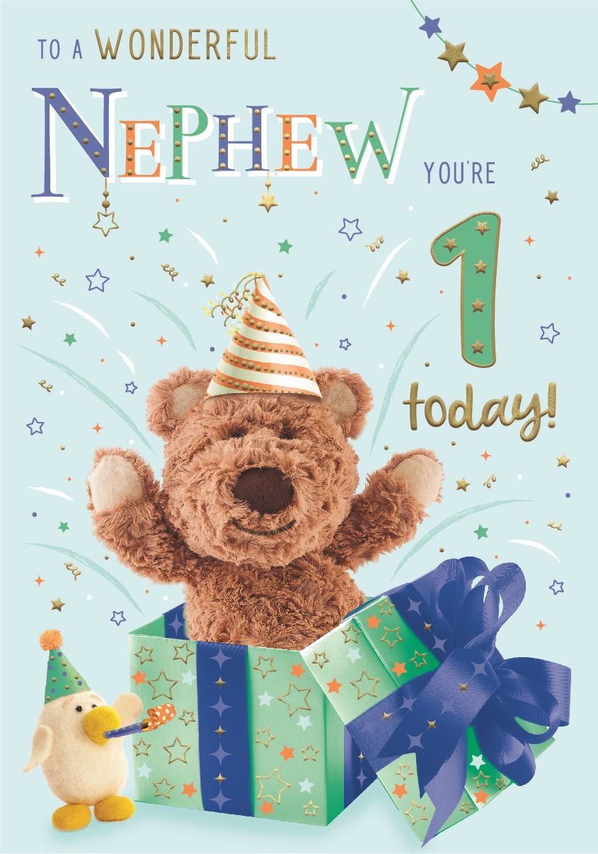 Barley Bear Nephew 1st Birthday Card
