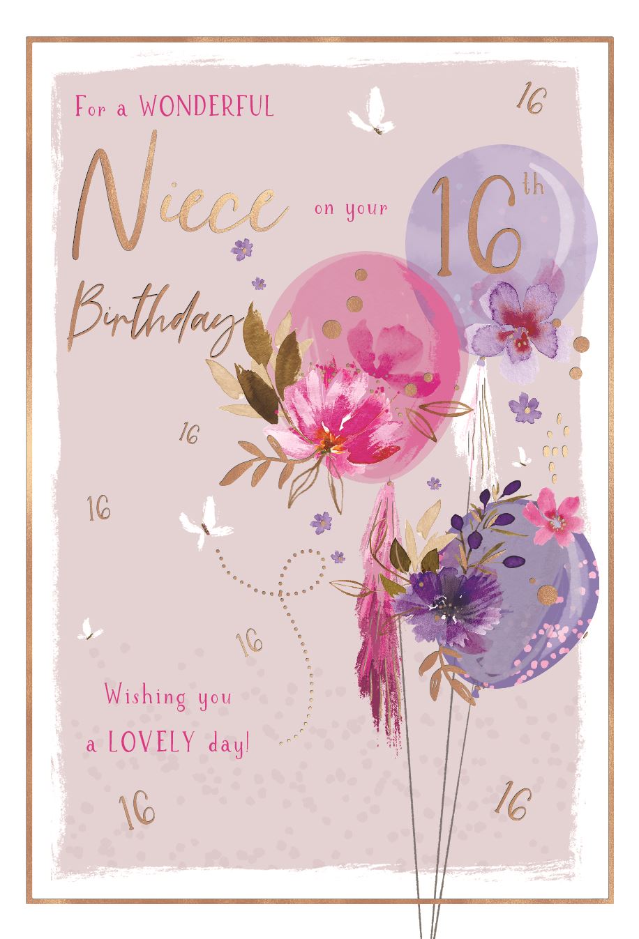 Balloons Niece 16th Birthday Card