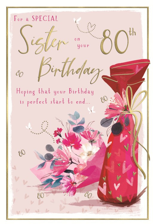 Floral Gift Sister 80th Birthday Card