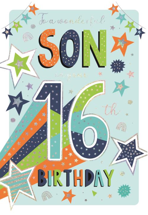 Bright Stars Son 16th Birthday Card