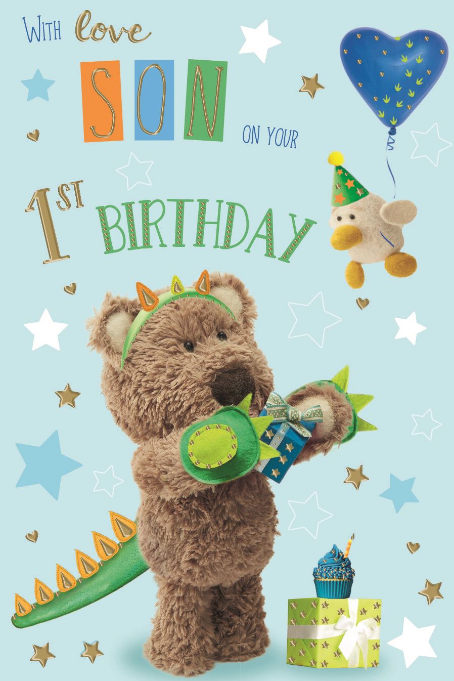 Barley Bear Son 1st Birthday Card