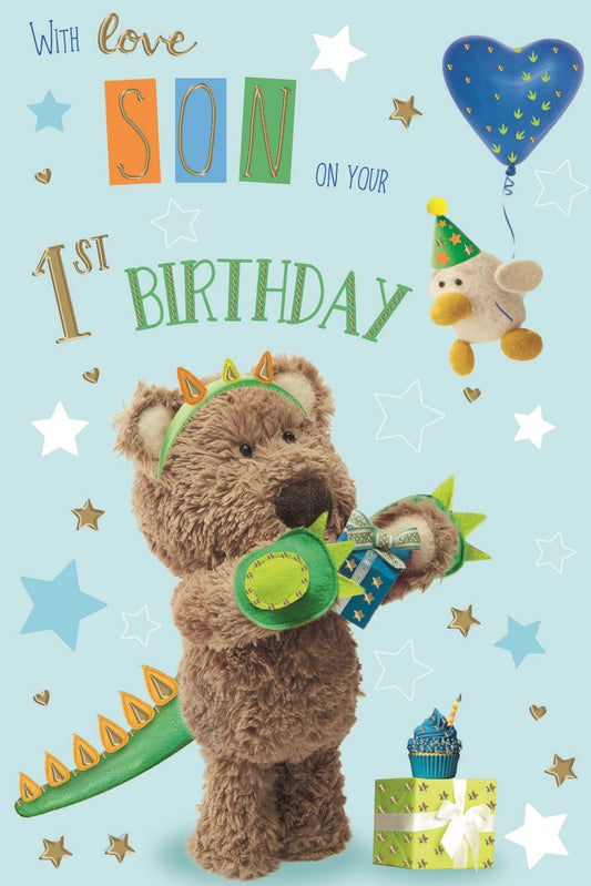 Barley Bear Son 1st Birthday Card