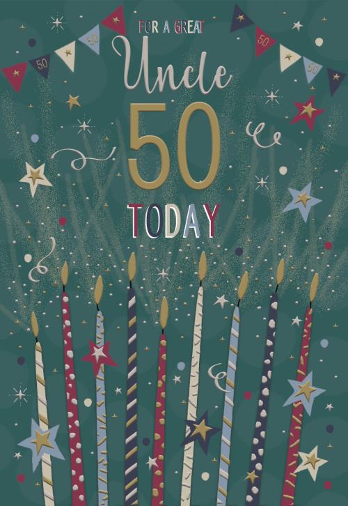 Candles Uncle 50th Birthday Card